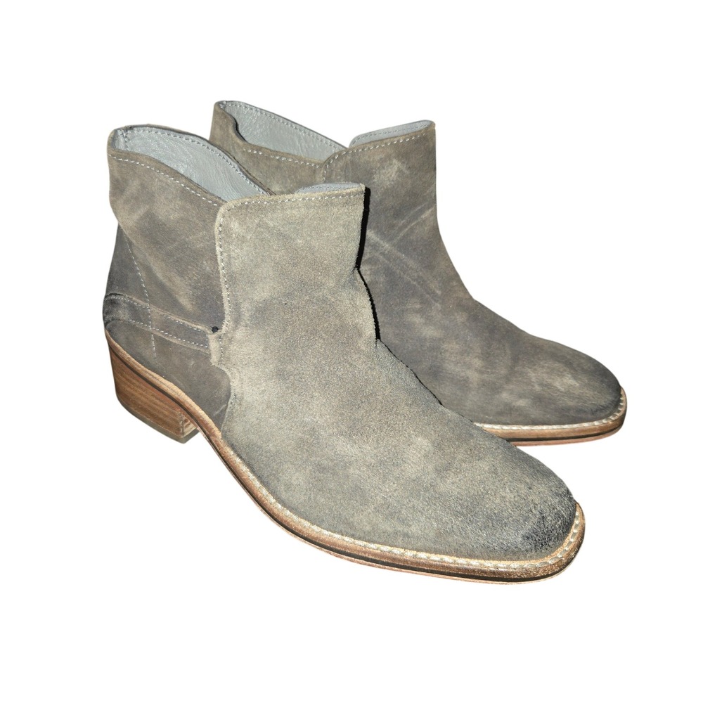 Diba True‎ Caspian Suede Ankle Boots Womens 7.5 Grey Square Toe Block Heel 69511